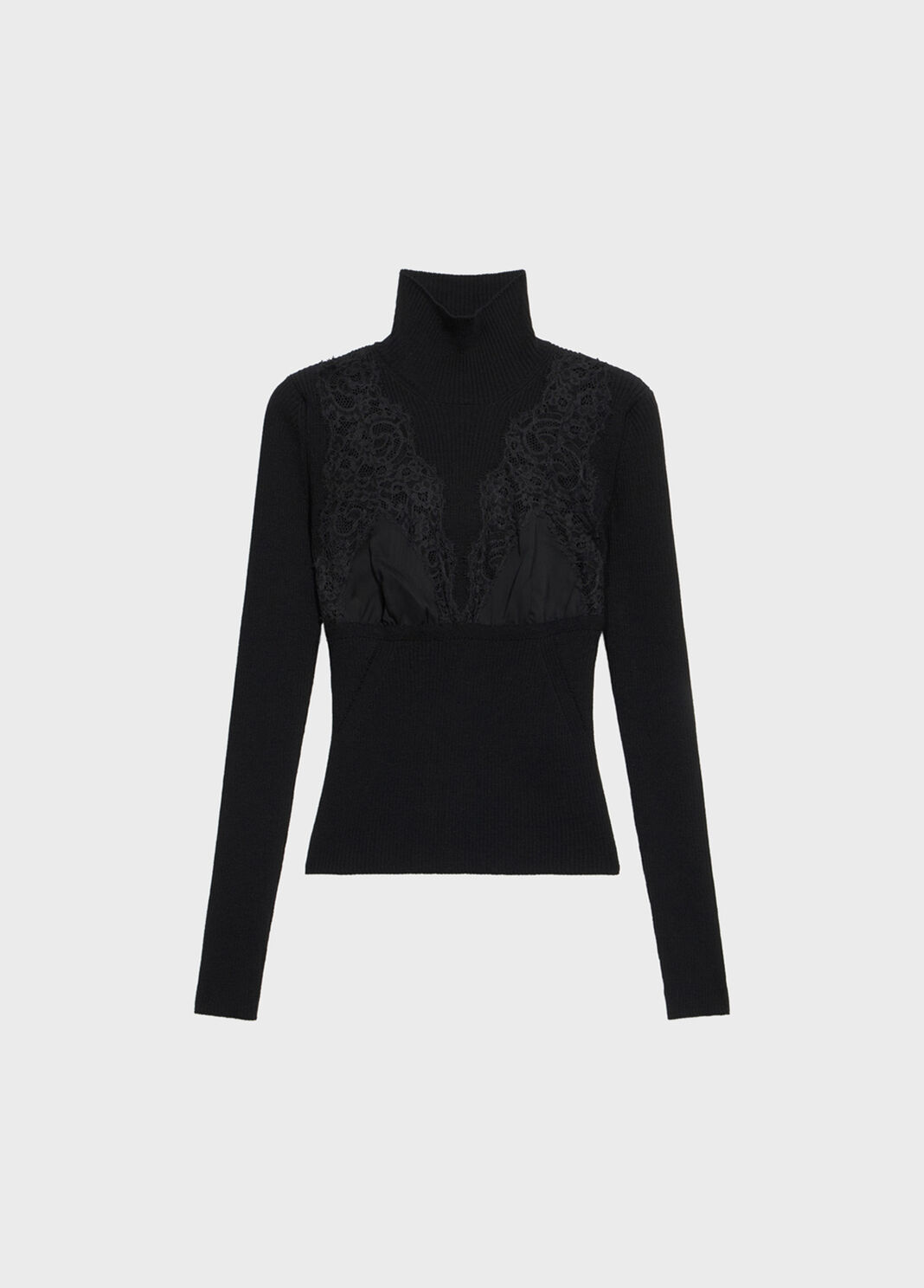 Stretch ribbed sweater with lace and satin inserts  Blumarine - large image number 4