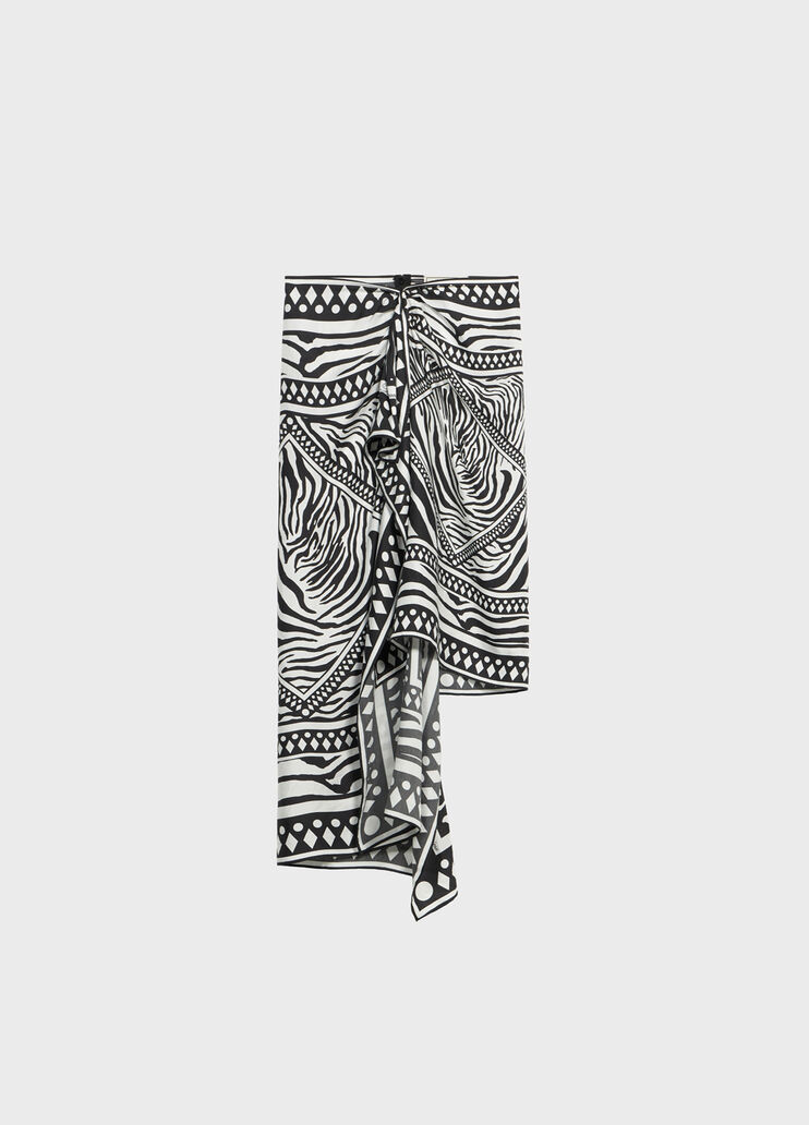 Jupe-par&eacute;o asym&eacute;trique en twill avec imprim&eacute; foulard  Blumarine - medium