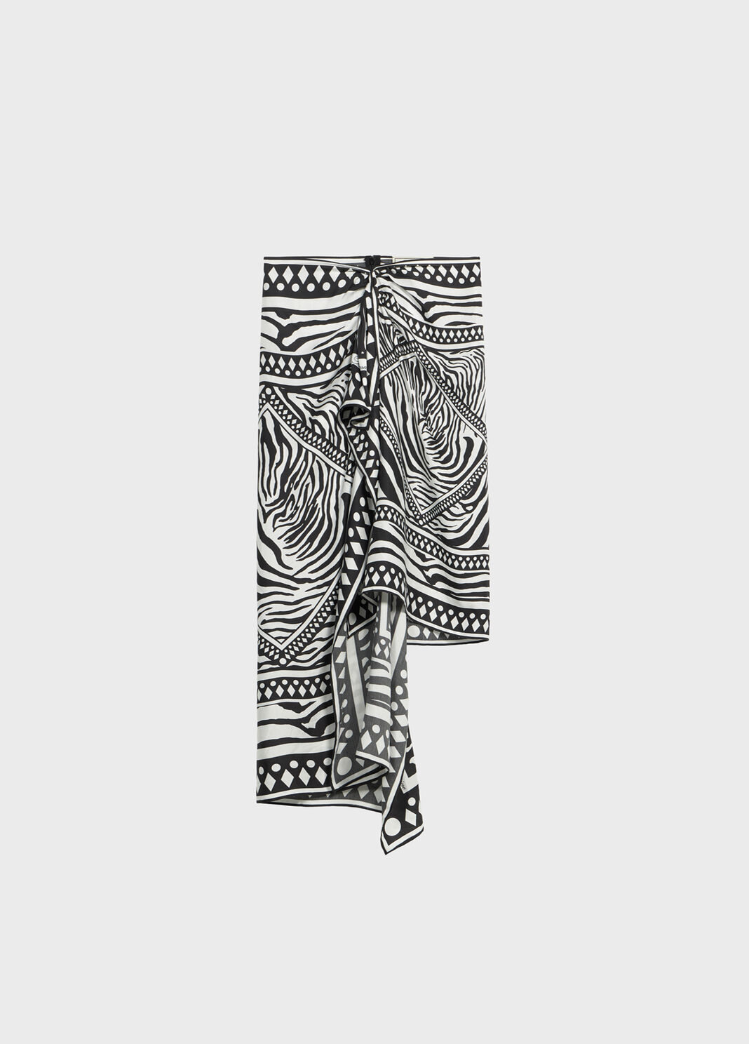 Asymmetrical twill sarong skirt with foulard print  Blumarine - large image number 4