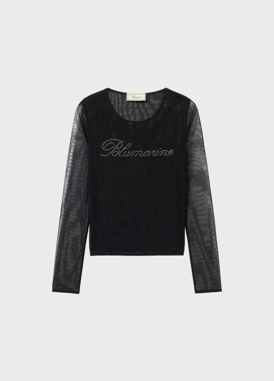 Stretch tulle top with blumarine logo in rhinestones  Blumarine - large image number 4