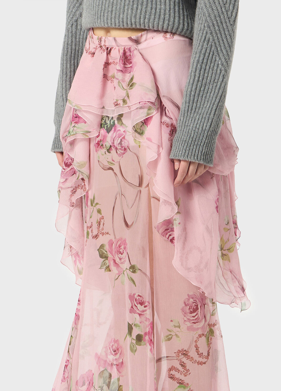 Printed silk creponne skirt with ruffles  Blumarine - large image number 2