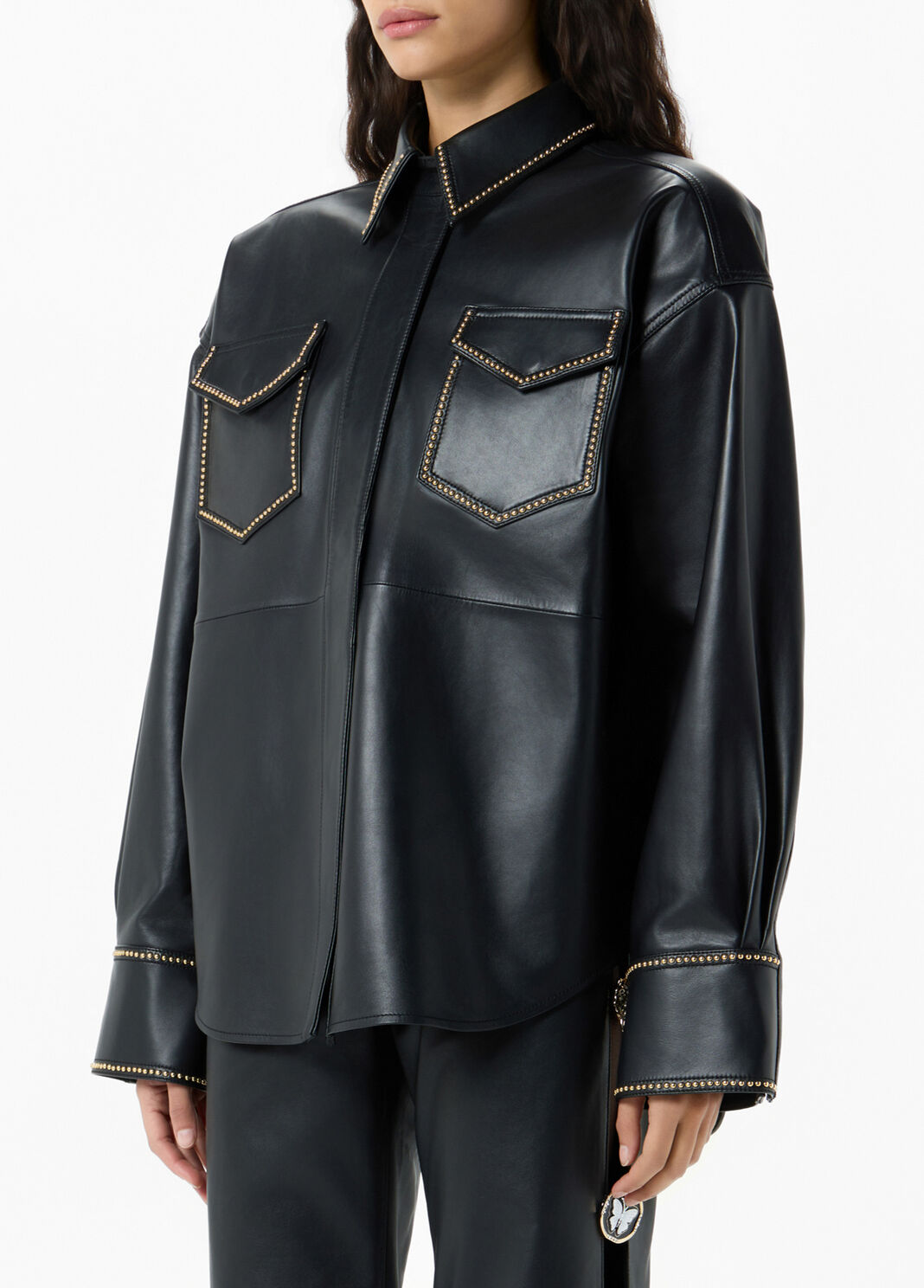 Nappa leather shirt with studs and jewel settings  Blumarine - large image number 2