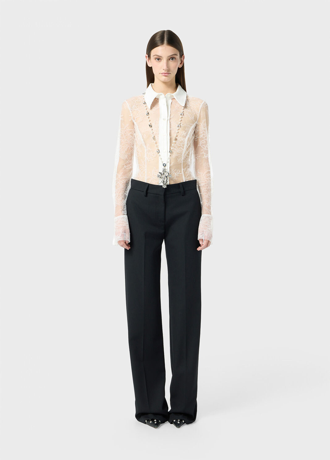 Valenciennes lace body-shirt with denim inserts  Blumarine - large image number 3