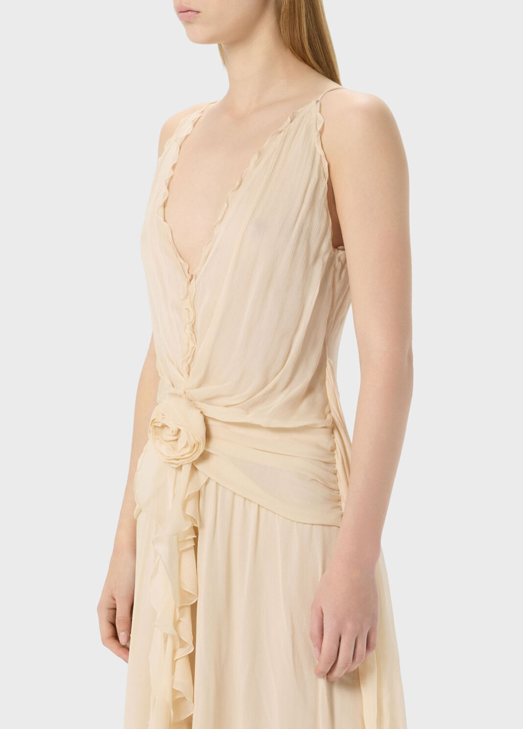 Long georgette dress with 3D rose and flounced detailing  Blumarine - large image number 2
