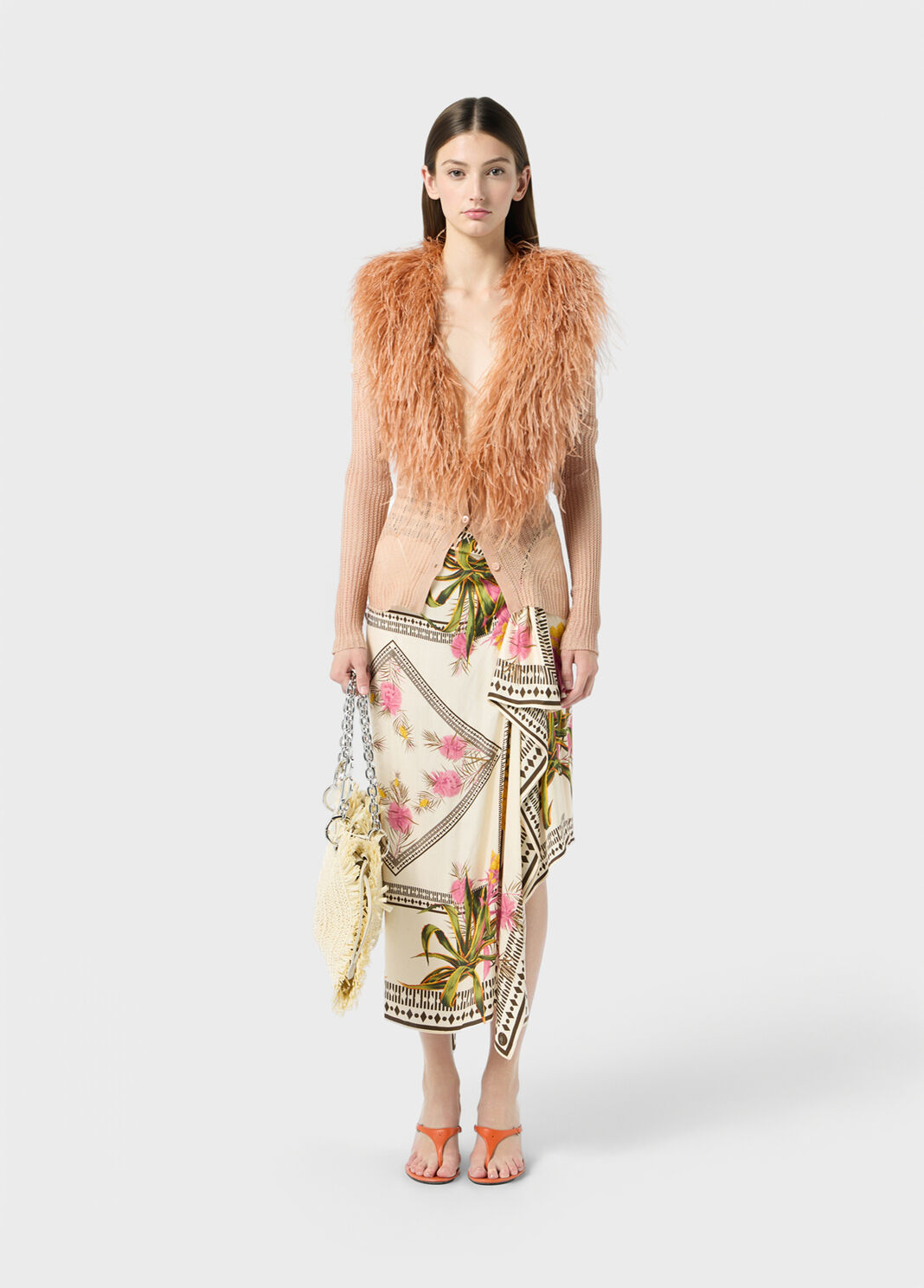 Asymmetrical twill sarong skirt with foulard print  Blumarine - large image number 3