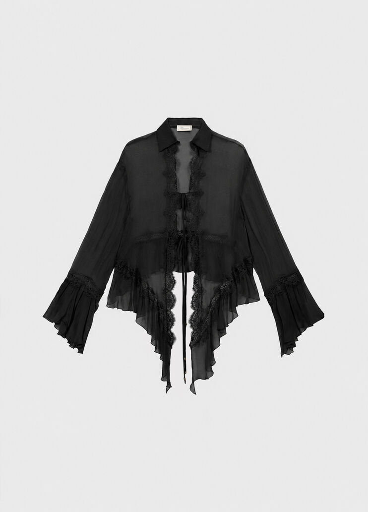 Crepe de chine and lace asymmetrical shirt  Blumarine - medium