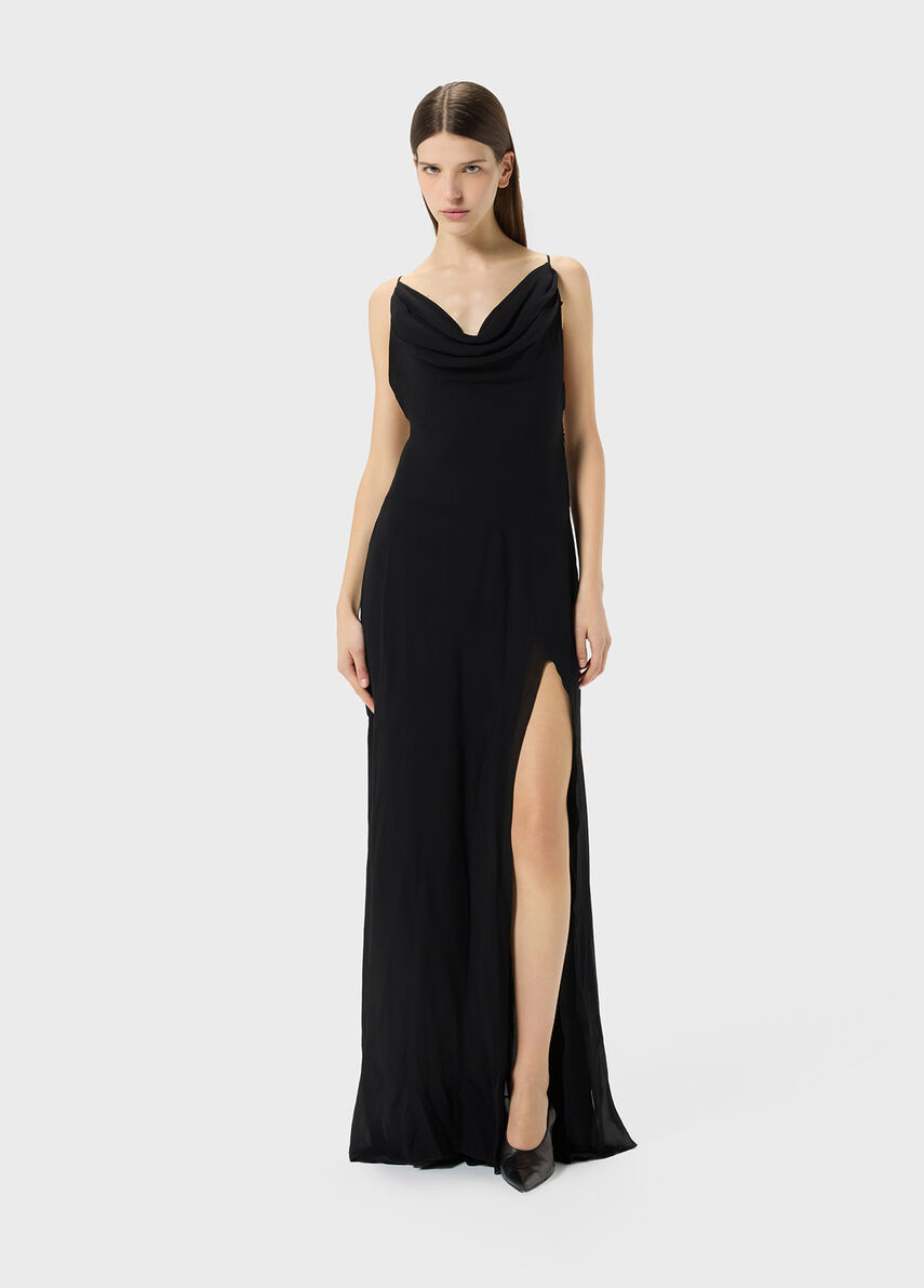 Blumarine ドレス Long georgette dress with hooded neckline - Blumarine