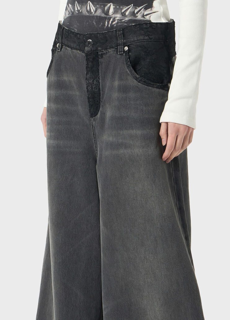 Jeans superwide leg mit details aus spitze  Blumarine - large image number 2 Jeans superwide leg mit details aus spitze  Blumarine - large image number 2