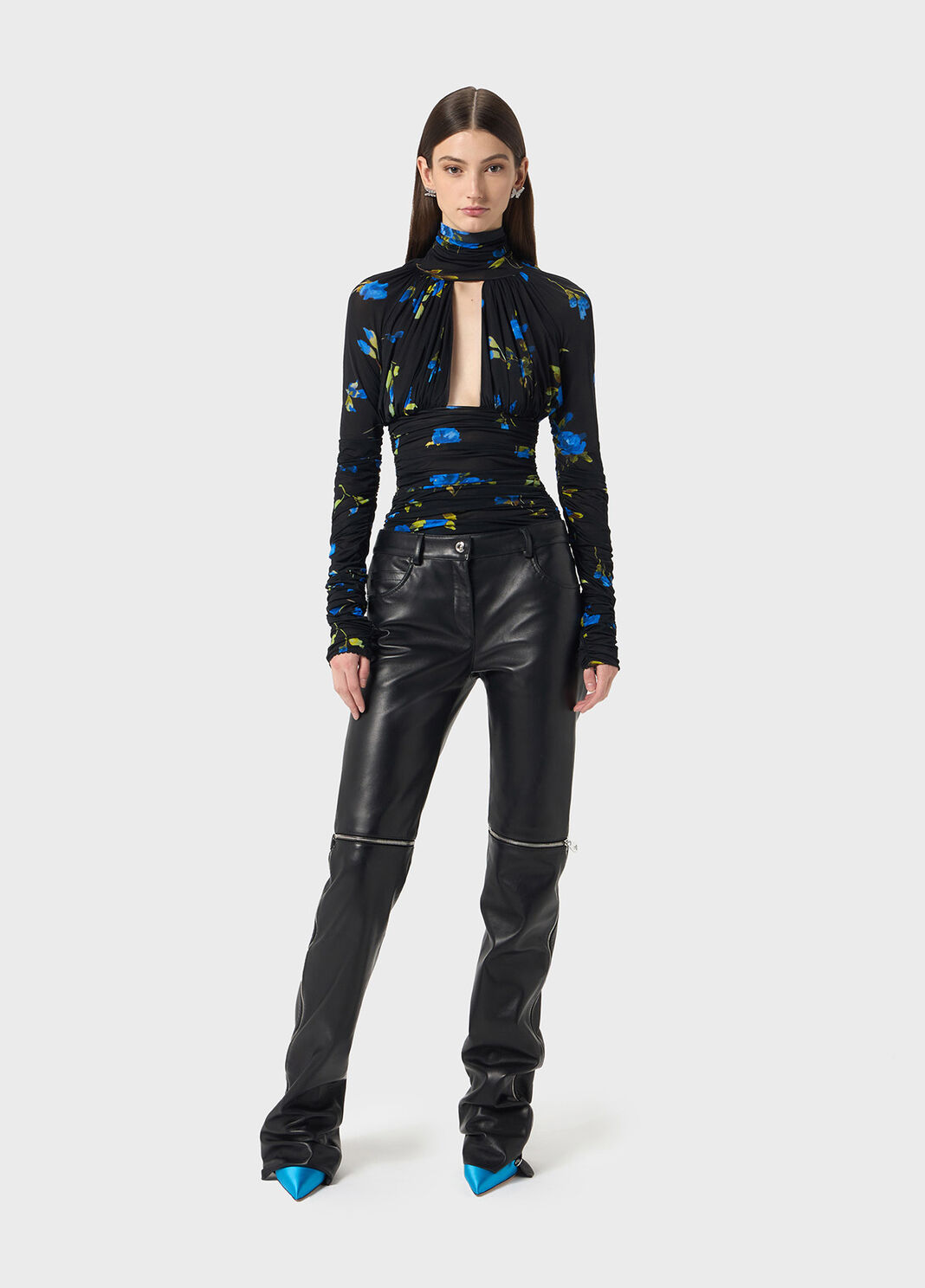 Rose-print jersey bodysuit with cut-out  Blumarine - large image number 3