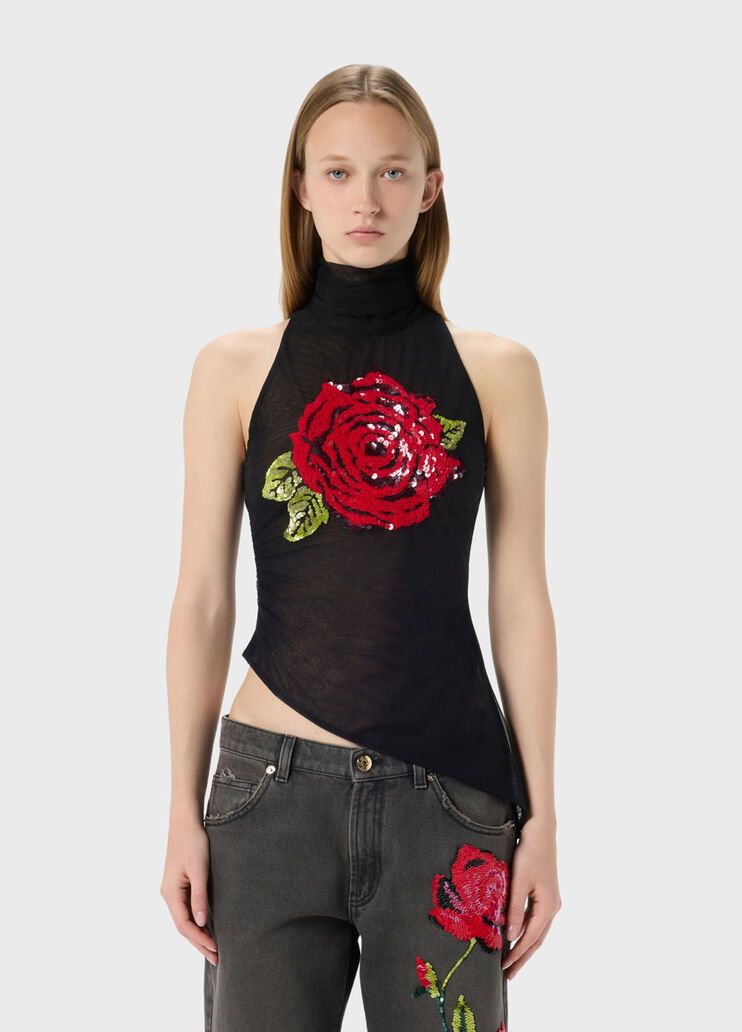 Tulle top with sequinned embroidery  Blumarine - medium