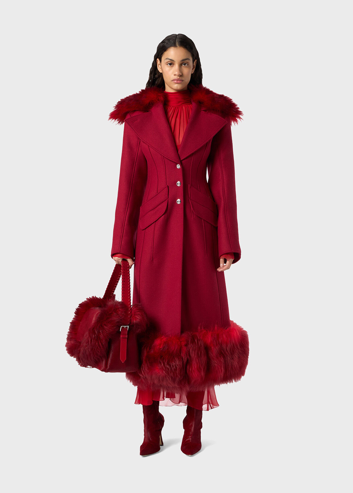 Wool coat with fur - Blumarine