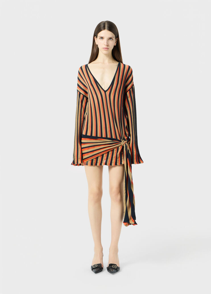 Short striped knit dress with sash belt  Blumarine - medium
