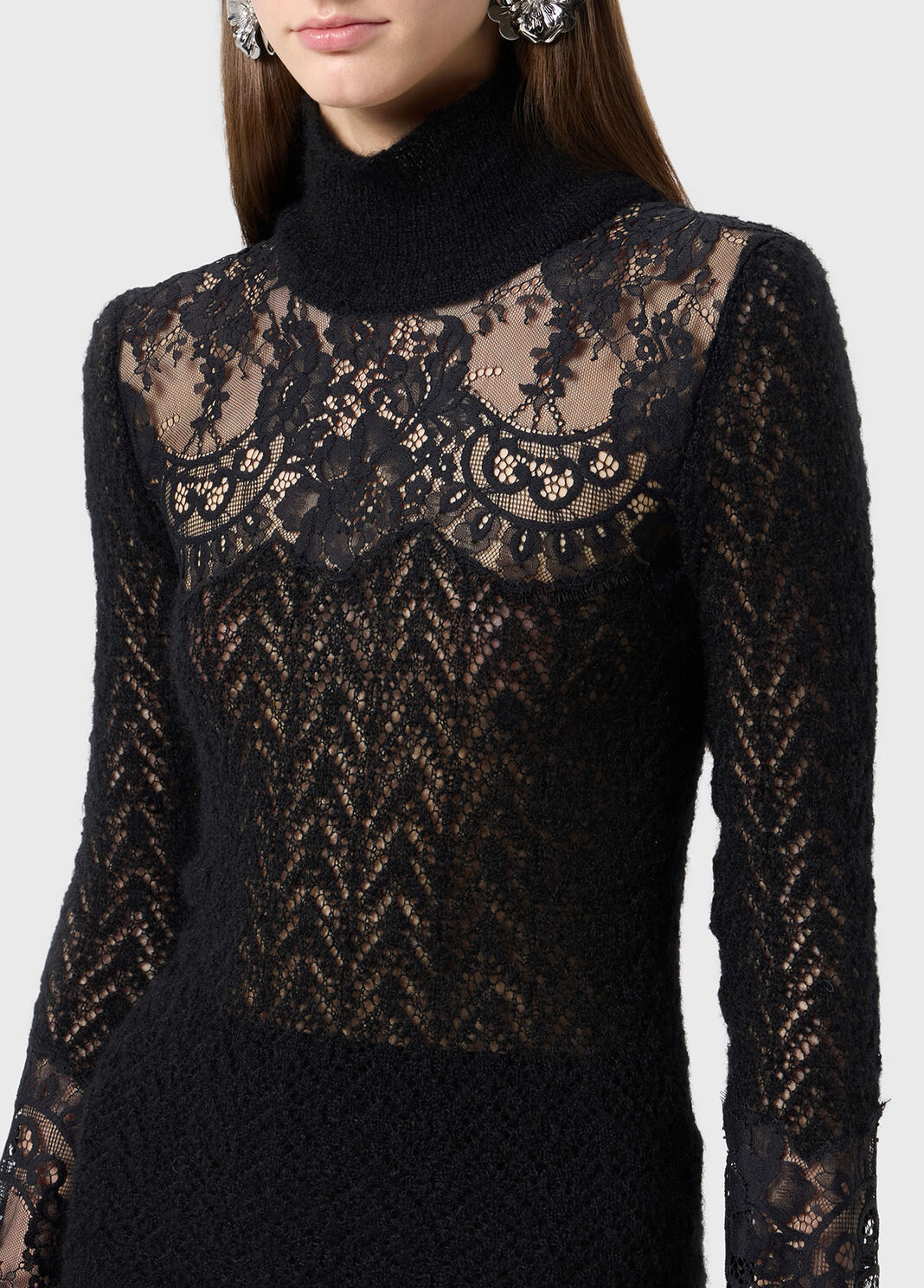 Lace and marabou feather overlay sweater  Blumarine - large image number 2