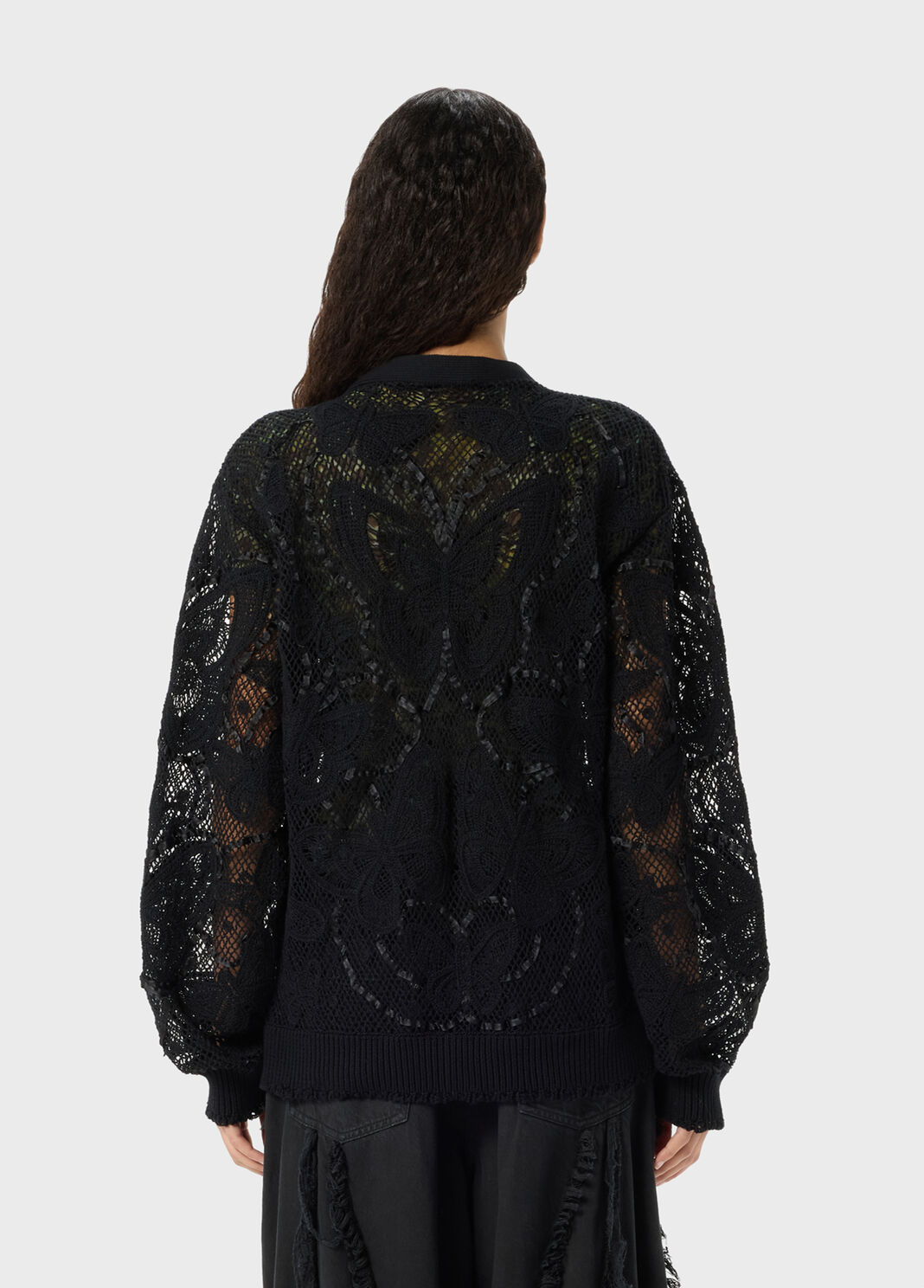 Spitzenstrick-Cardigan mit Schmetterlingen und Satinbesatz  Blumarine - large image number 1