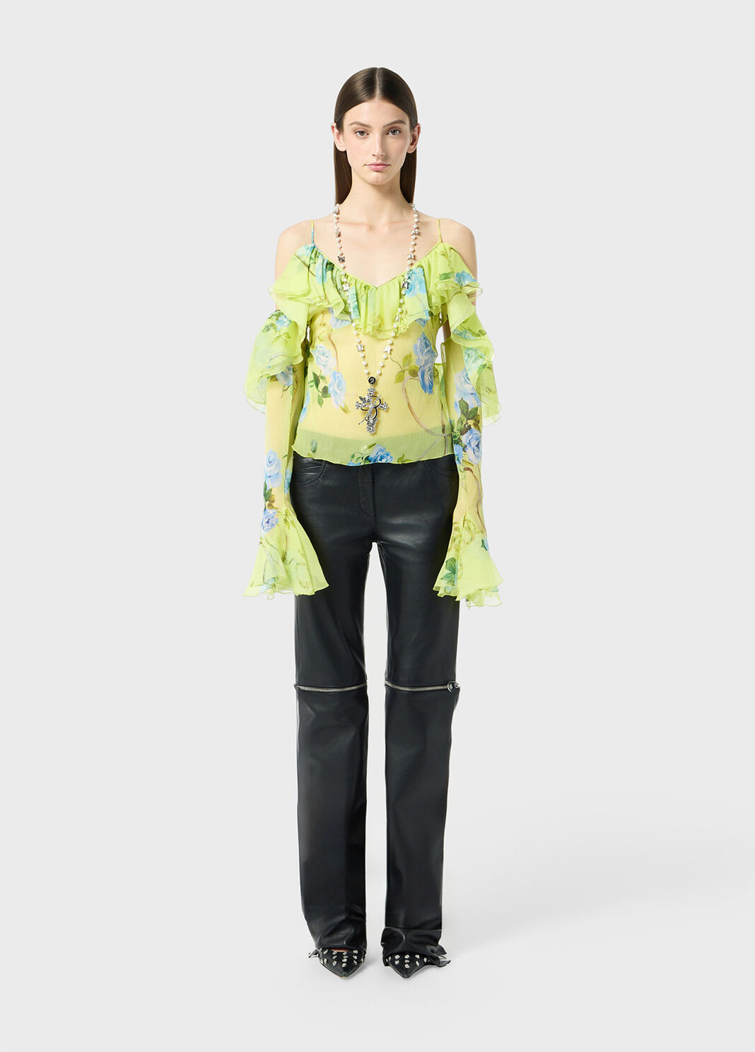 Printed silk creponne blouse with ruffles  Blumarine - large image number 3