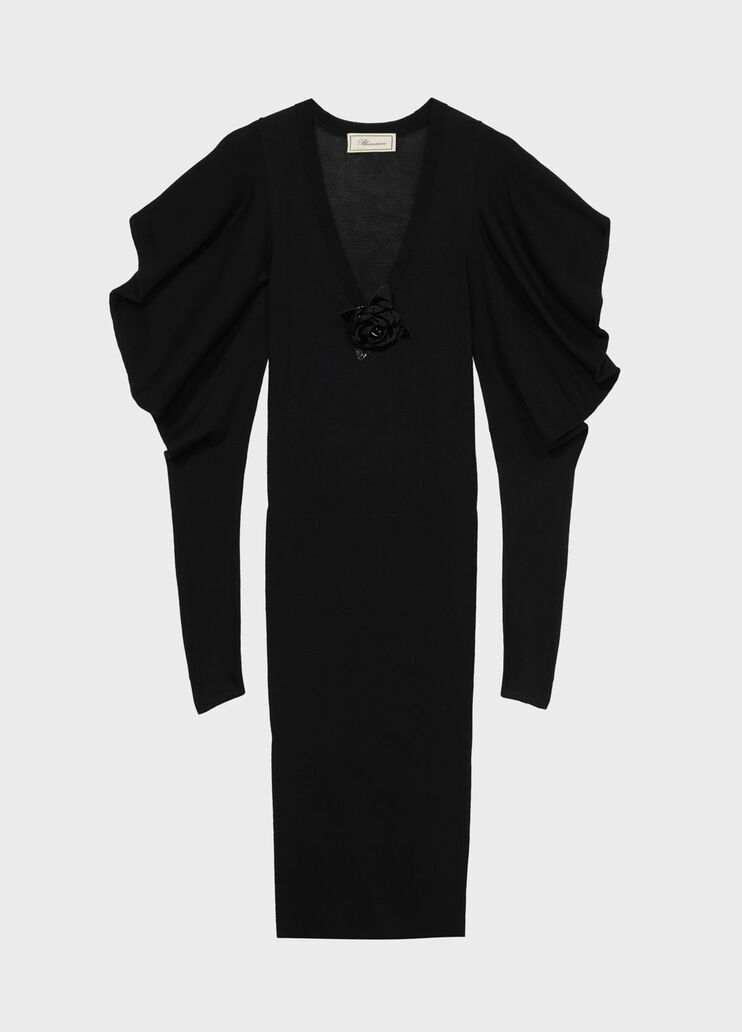 Wool midi dress with full sleeves and brooch detail  Blumarine - medium