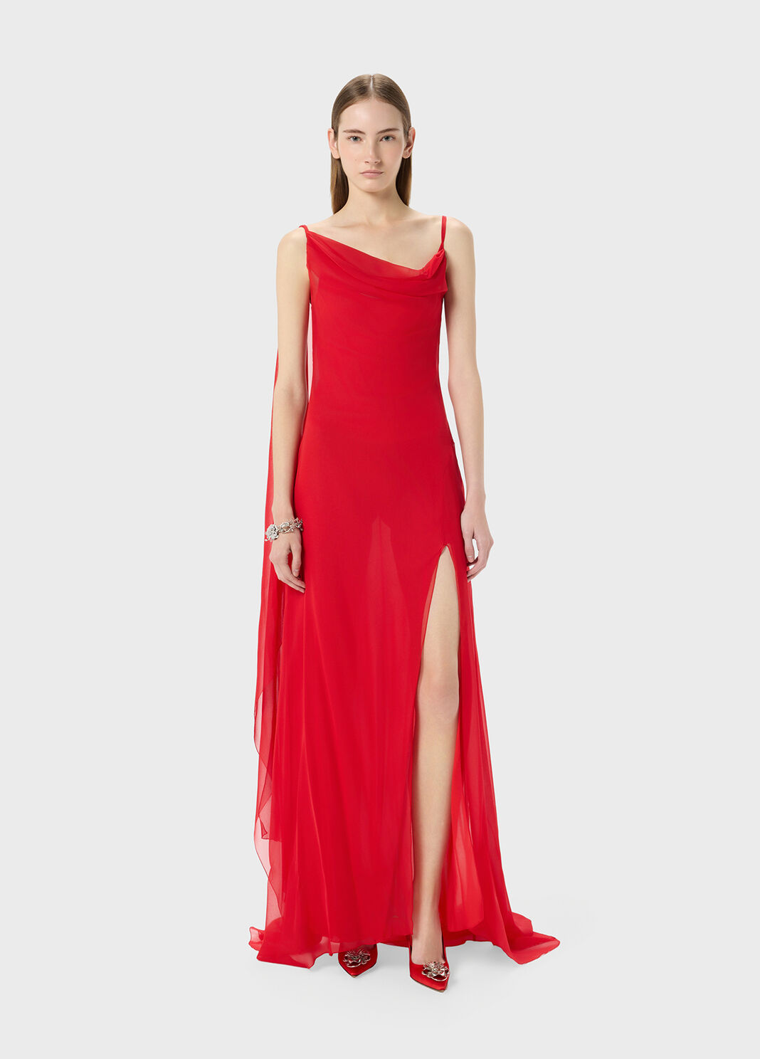 Long georgette silk dress with slit  Blumarine - large image number 3