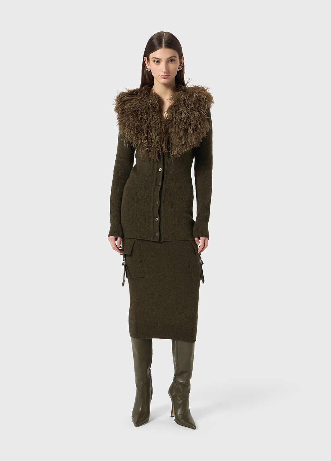 Cardigan in lana con collo in piume  Blumarine - large image number 3