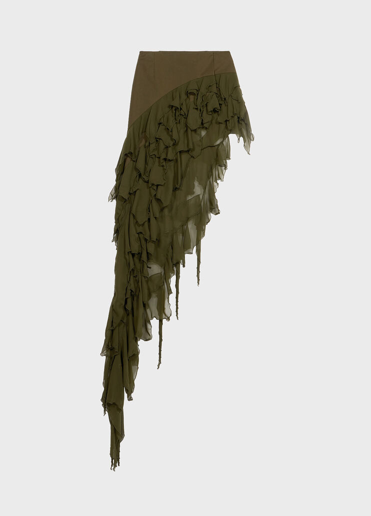 Asymmetric stretch satin skirt with ruffles  Blumarine - medium