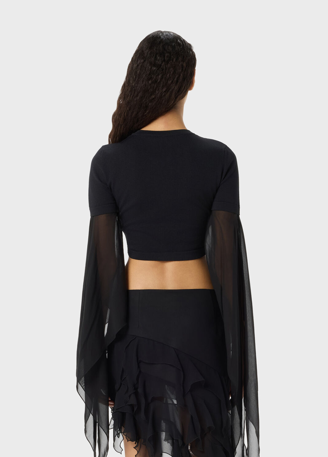 Cardigan with embroidery and georgette sleeves  Blumarine - large image number 1