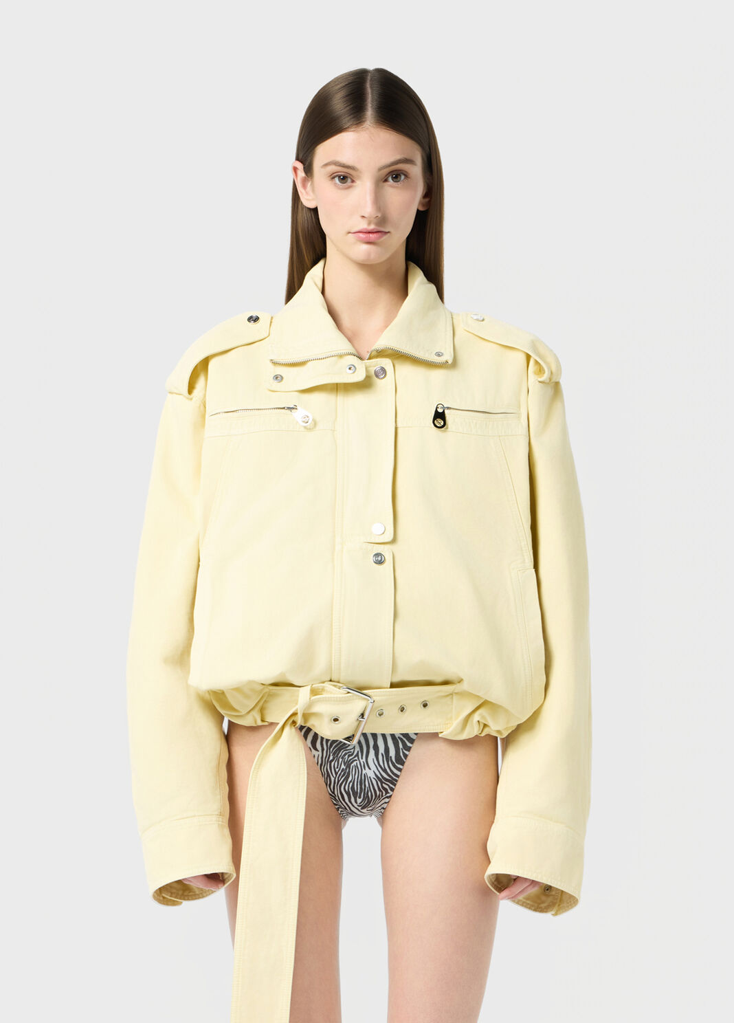 Canvas biker jacket with belt  Blumarine - large image number 0