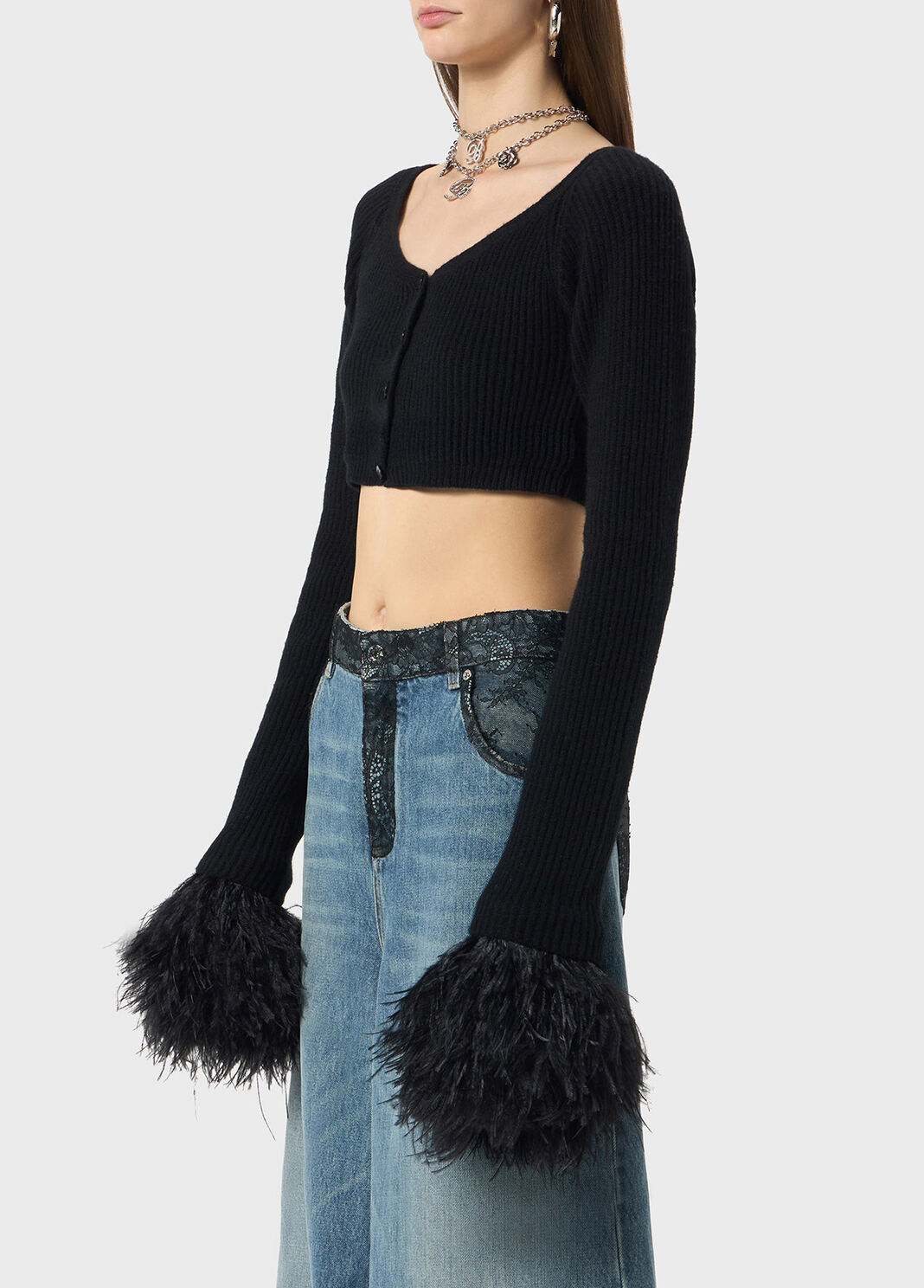 Wool cardigan with feathers  Blumarine - large image number 2