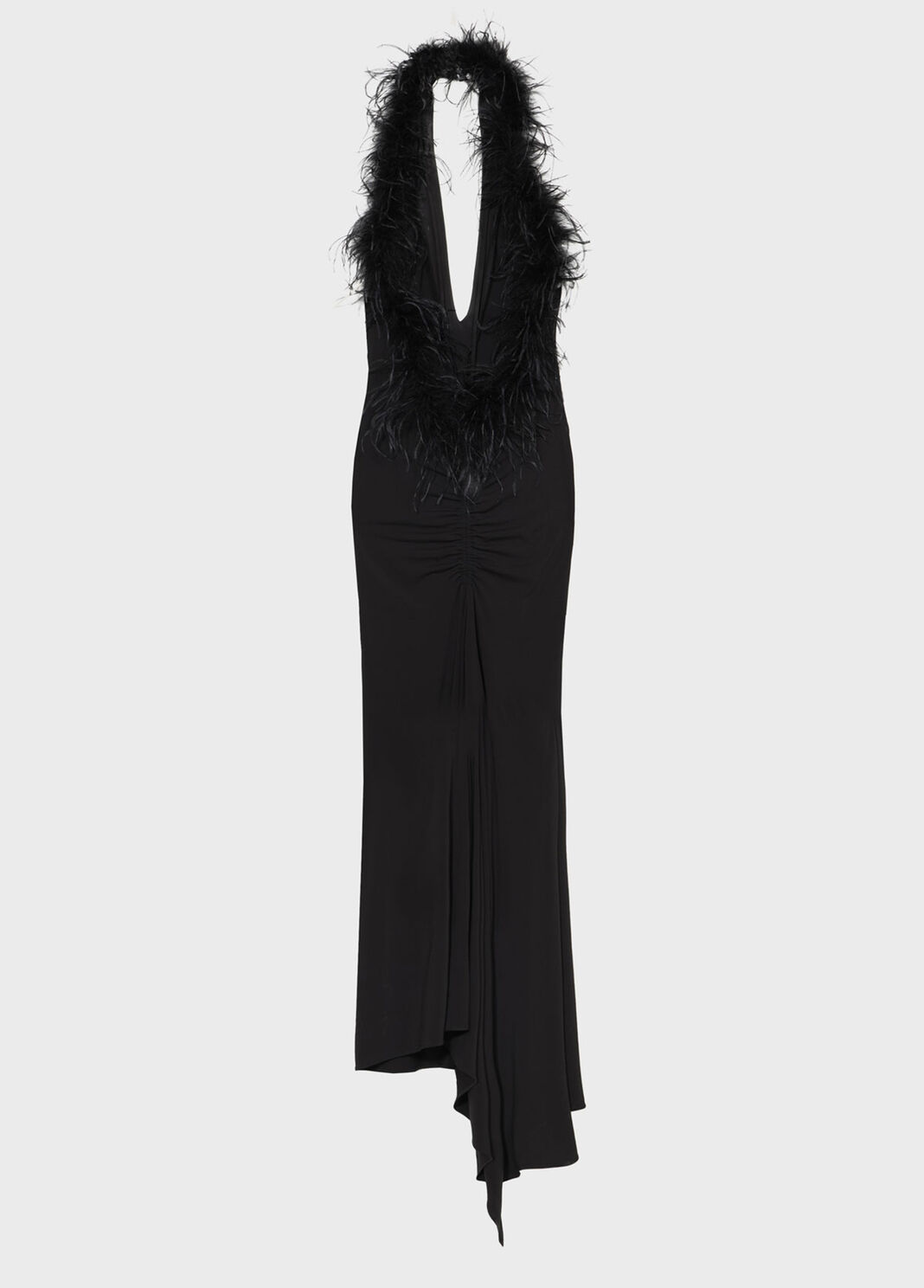 Long jersey dress with deep neckline and marabou details  Blumarine - large image number 5