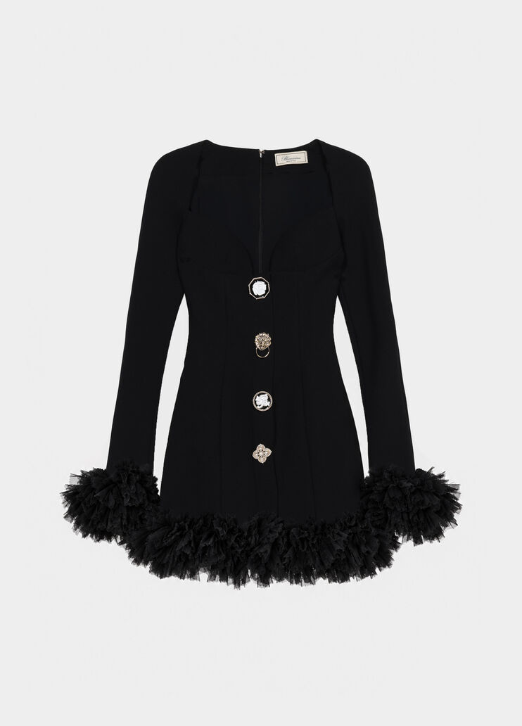 Robe courte en cr&ecirc;pe cady &agrave; boutons bijoux  Blumarine - medium