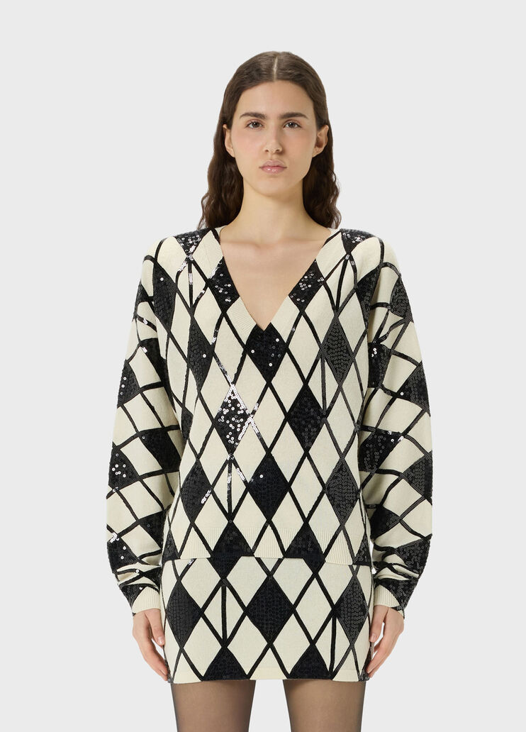 Diamond-knit wool and cashmere jumper with sequins  Blumarine - medium