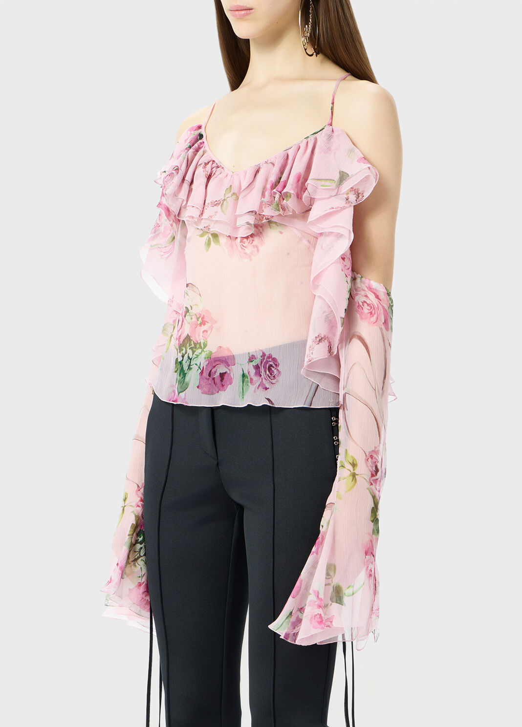 Printed silk creponne blouse with ruffles  Blumarine - large image number 2