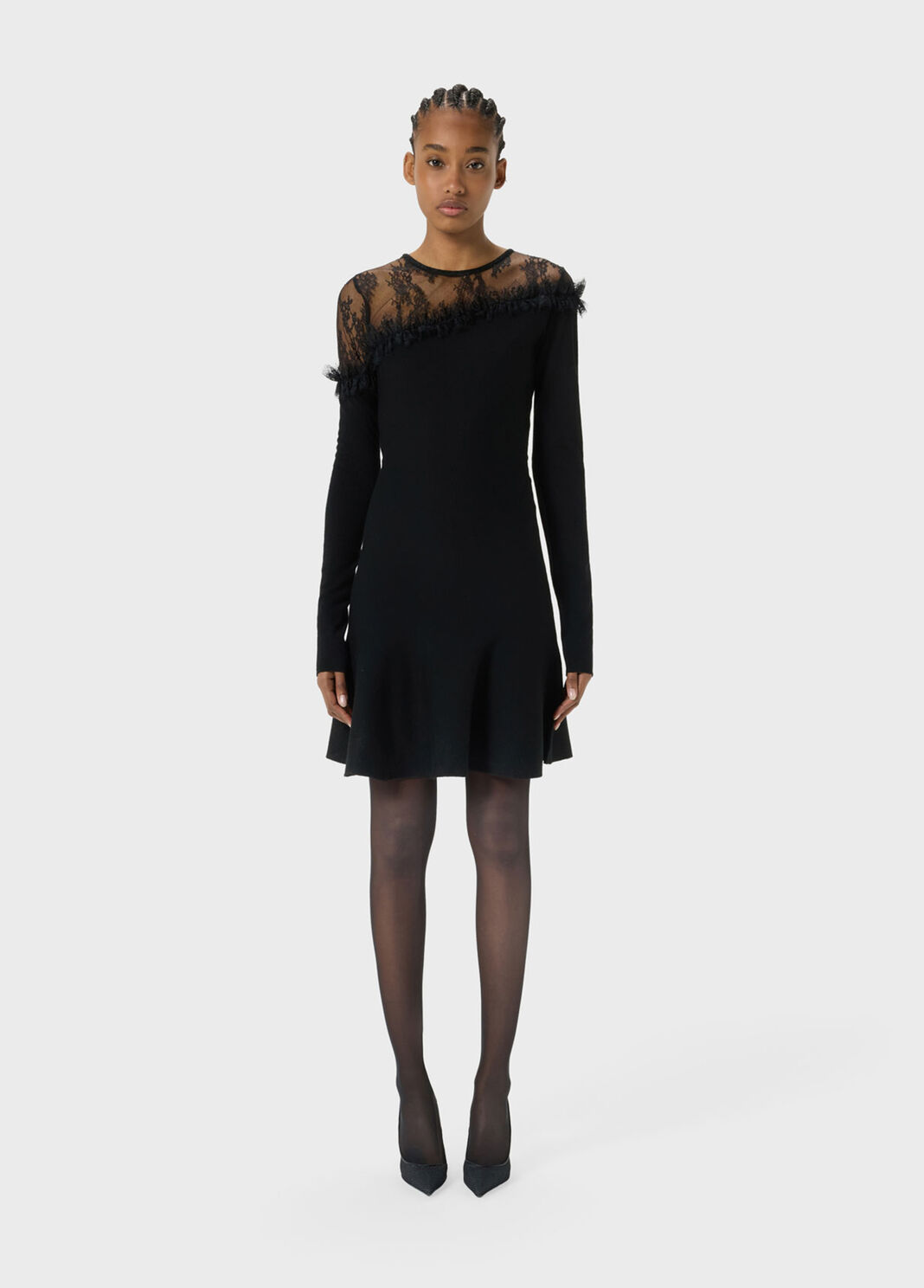 Wool dress with tulle yoke  Blumarine - large image number 0