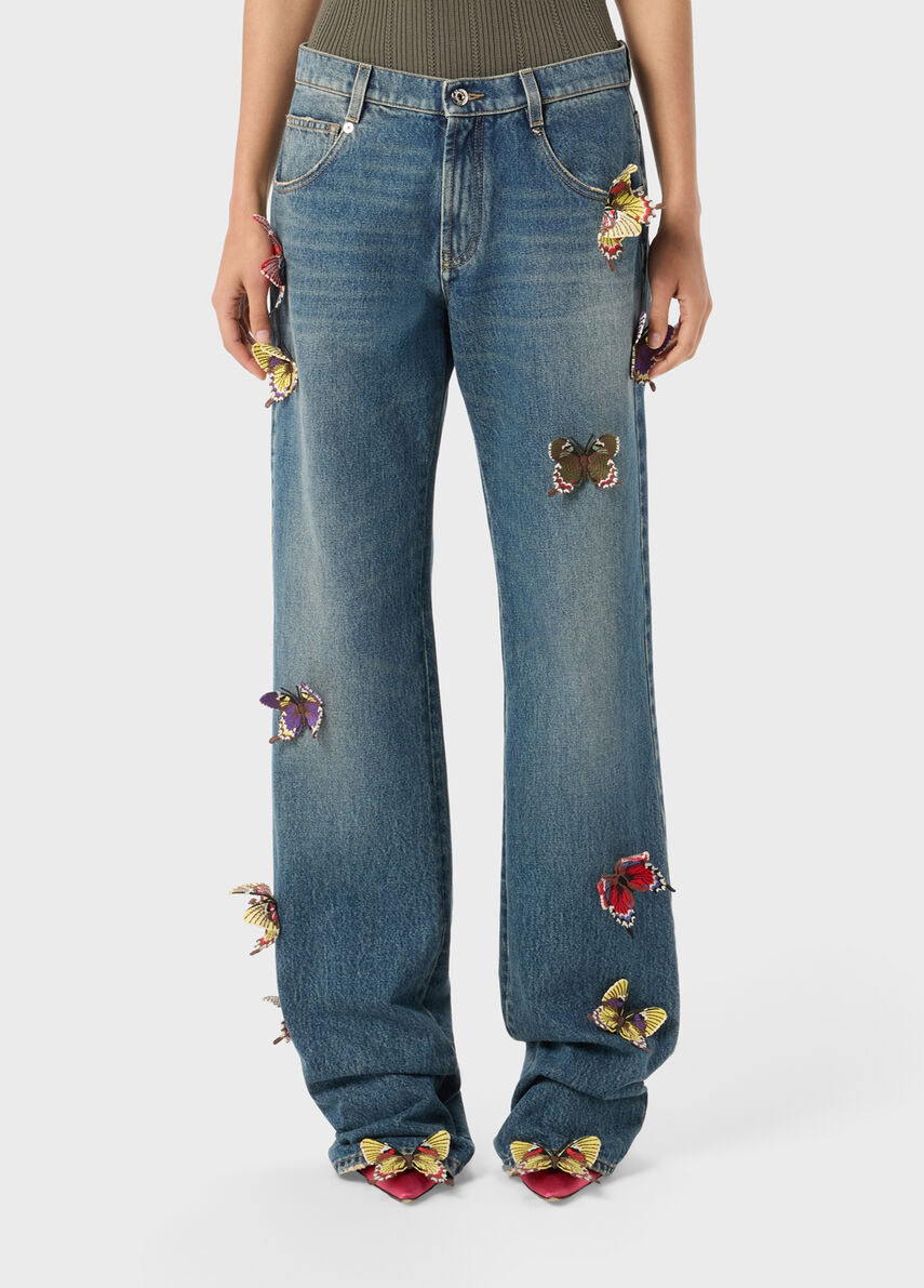Boyfriend Jeans with Butterflies - Blumarine