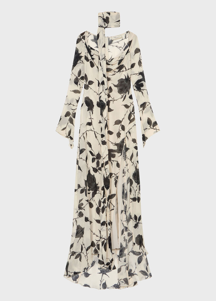 Long georgette dress with rose print  Blumarine - medium