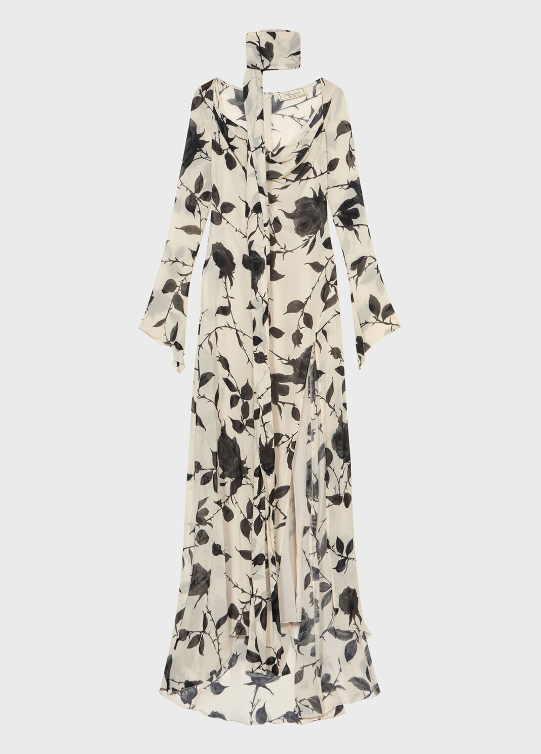 Long georgette dress with rose print  Blumarine - large image number 4