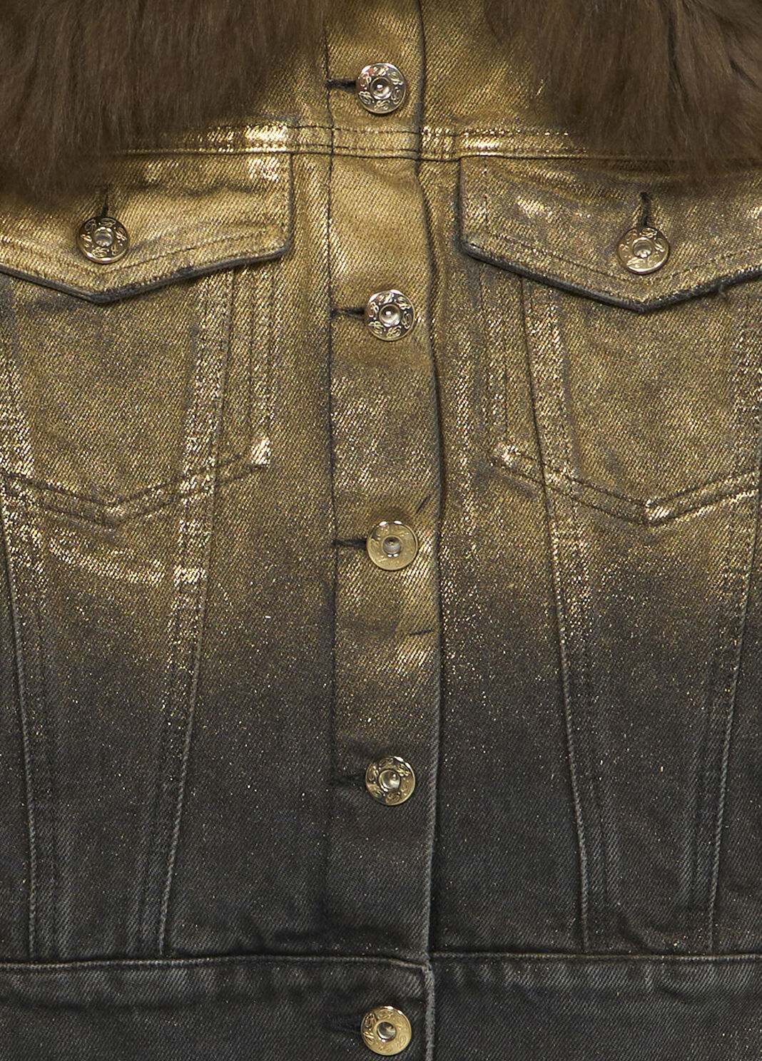 Jacke aus &uuml;berf&auml;rbtem Denim mit Pelzbesatz  Blumarine - large image number 6
