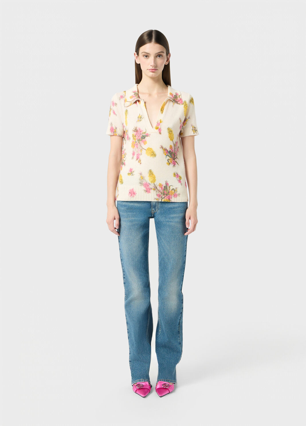 Printed wool polo-shirt with embroidery  Blumarine - large image number 3