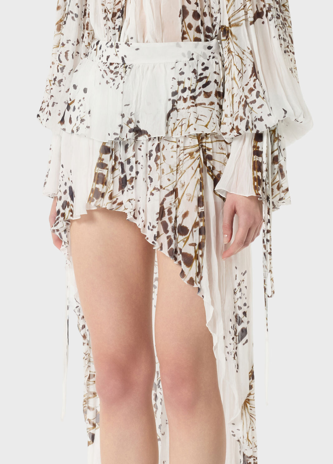 Gonna asimmetrica in georgette a stampa con volant  Blumarine - large image number 2