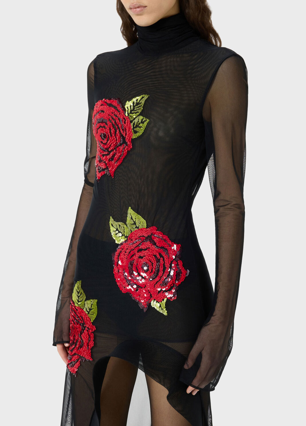 Kleid aus Stretch-T&uuml;ll mit Stickerei und Schlitz  Blumarine - large image number 2