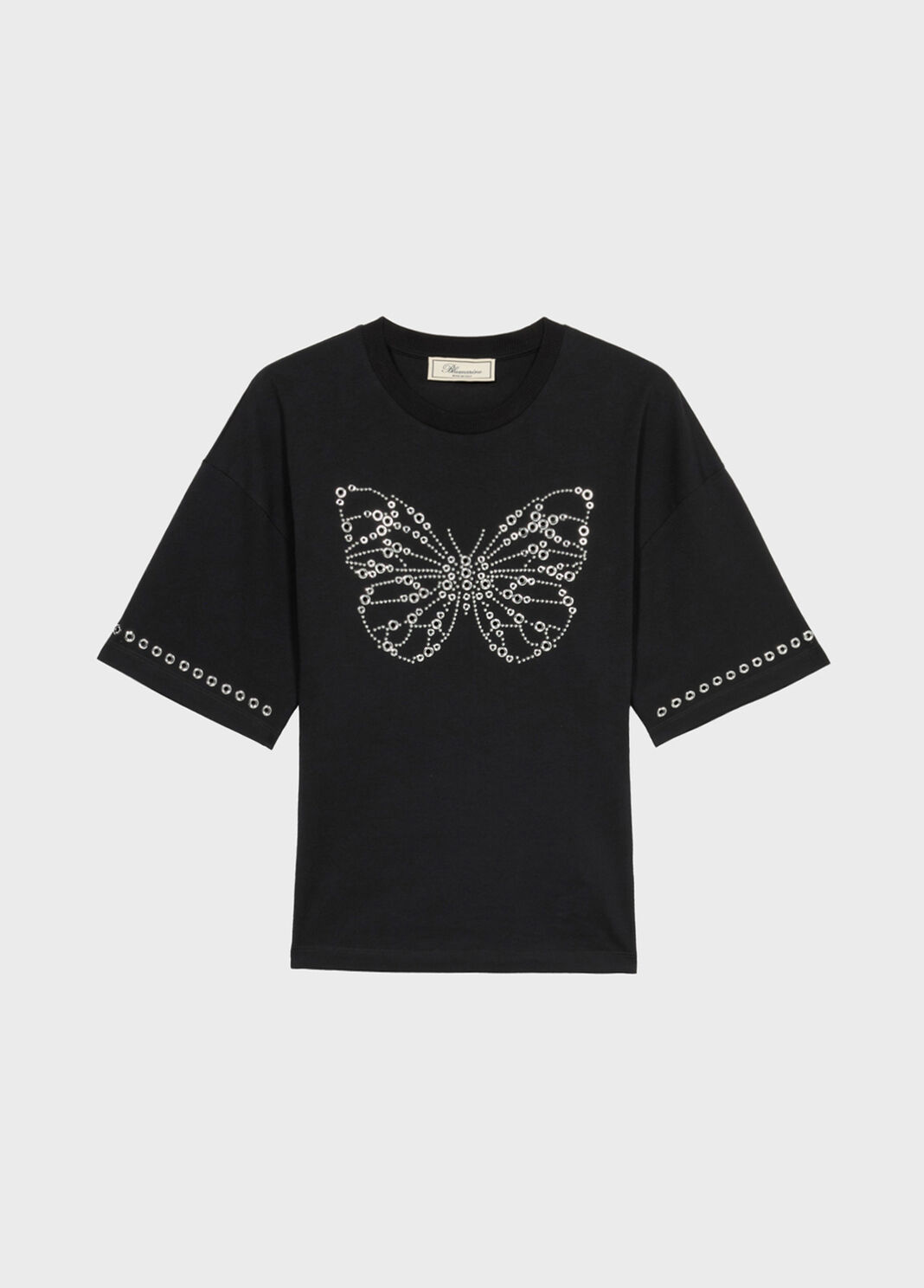 T-shirt with embroidered butterfly in studs and eyelets  Blumarine - large image number 4