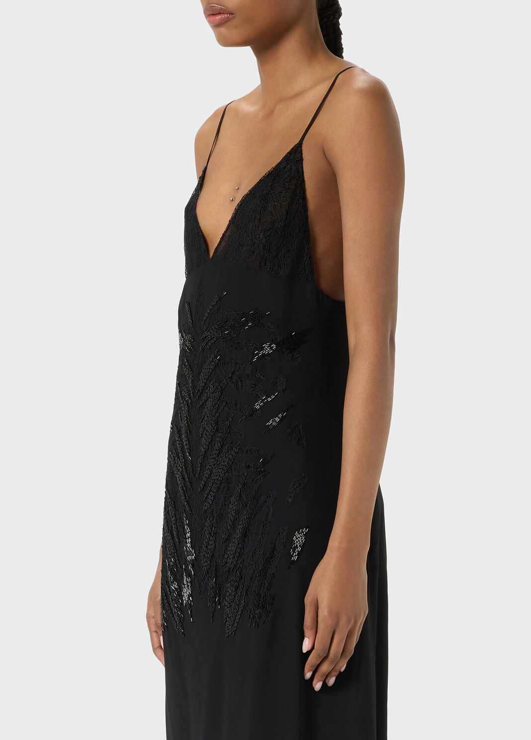 Long georgette dress with lace embroidery  Blumarine - large image number 2