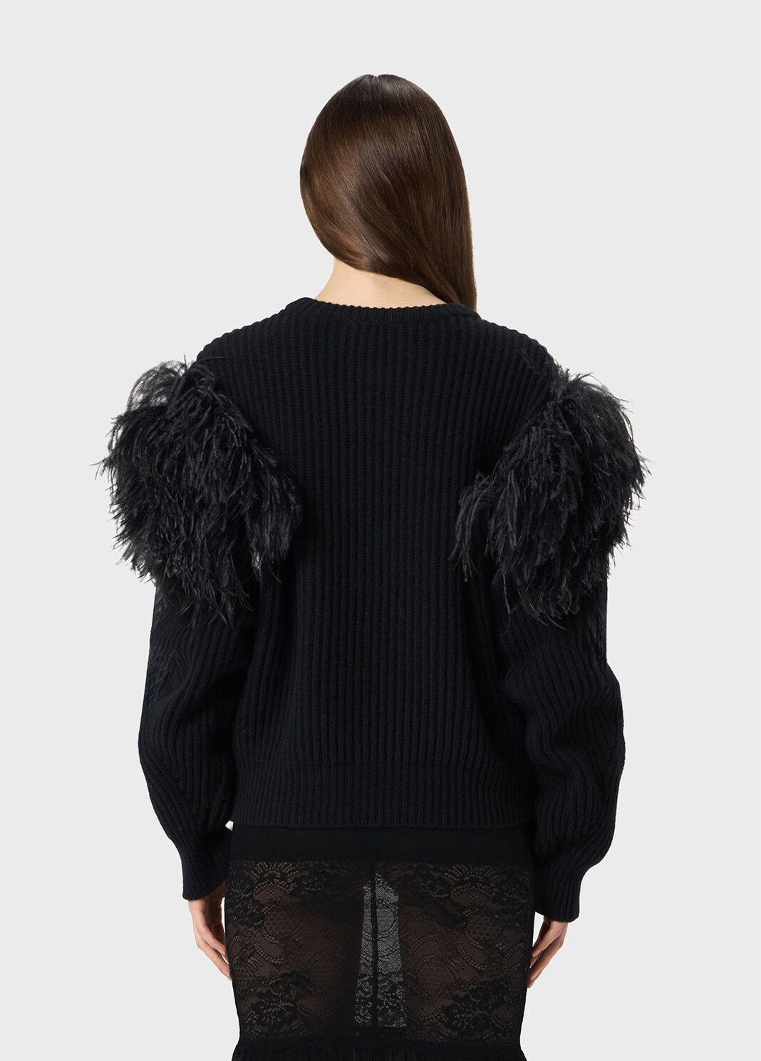 Ribbed wool sweater with feathers  Blumarine - large image number 1