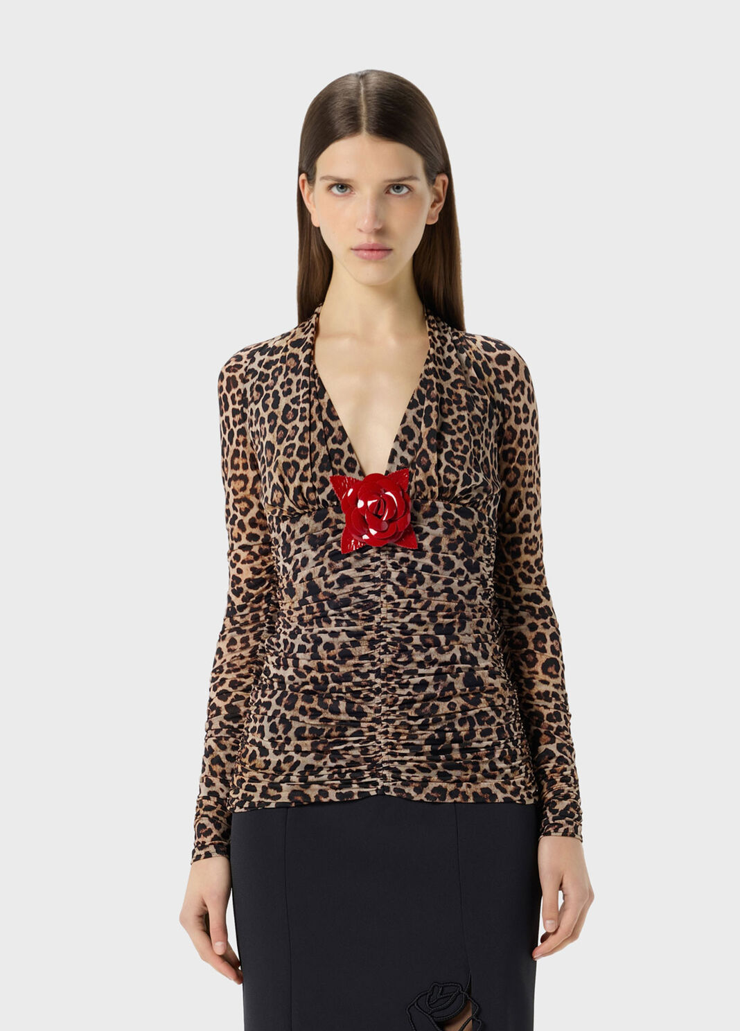 Printed jersey blouse with brooch  Blumarine - large image number 0