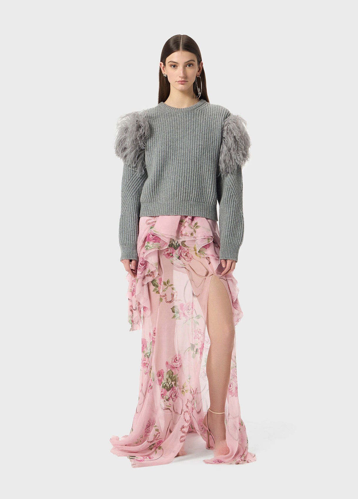 Ribbed wool sweater with feathers - Blumarine
