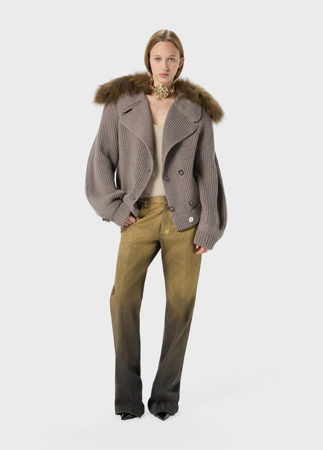 Wool jacket with fur collar  Blumarine - large image number 3