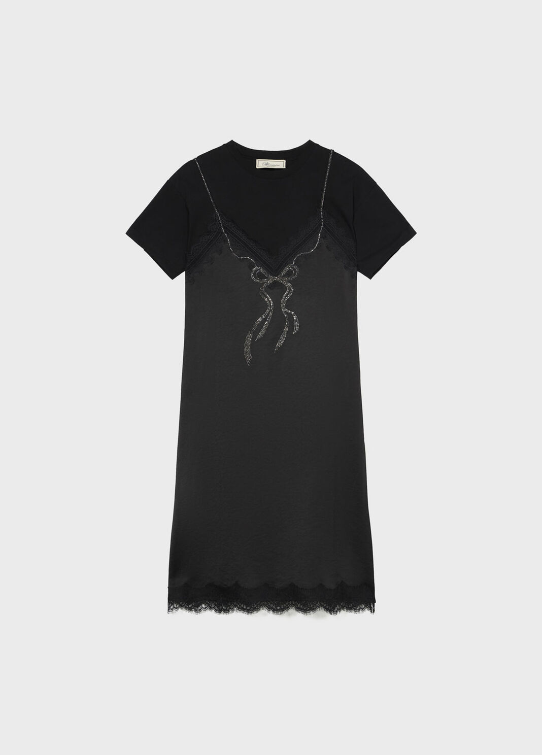 Dress with slip-effect rhinestone embroidery and lace  Blumarine - large image number 4