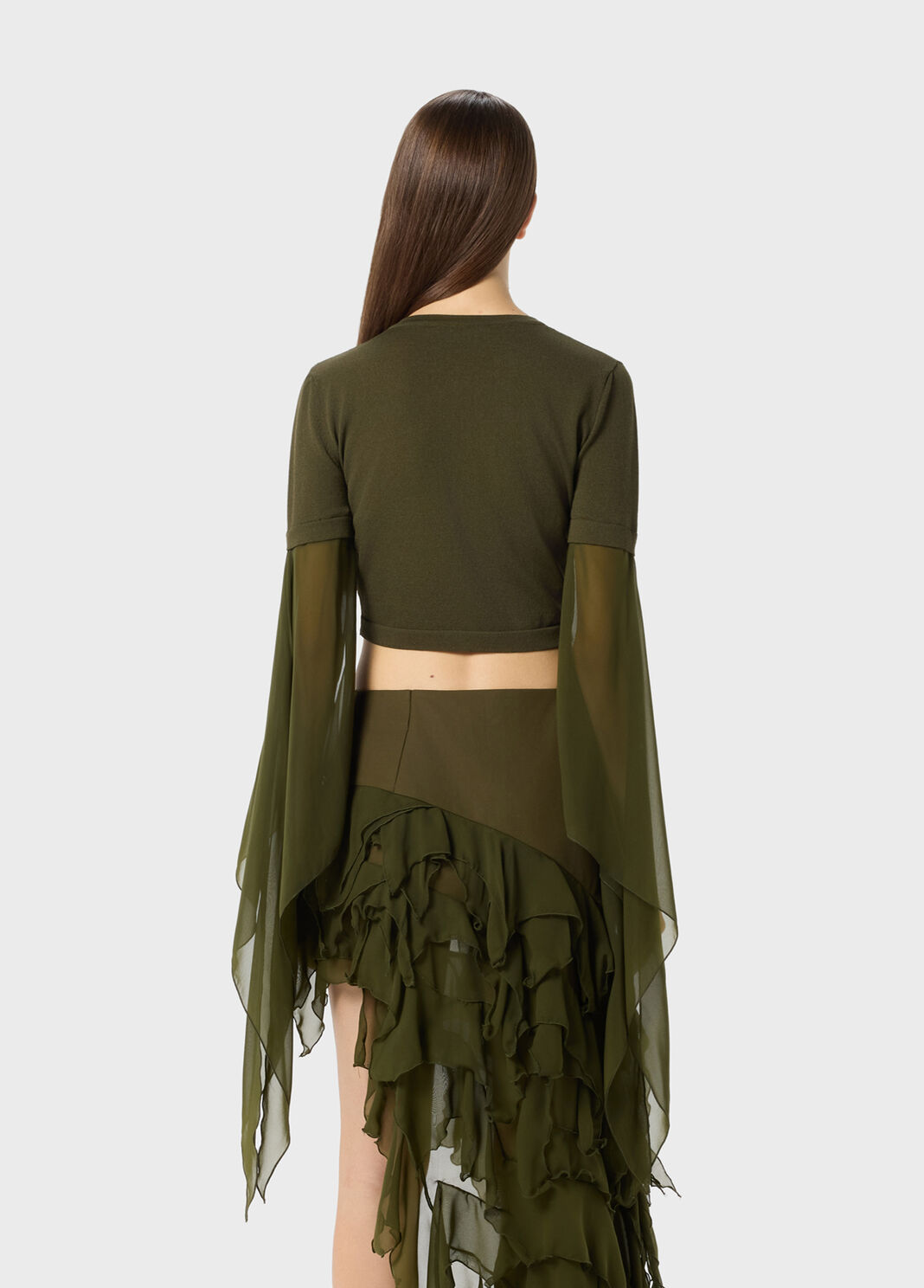 Cardigan with embroidery and georgette sleeves  Blumarine - large image number 1