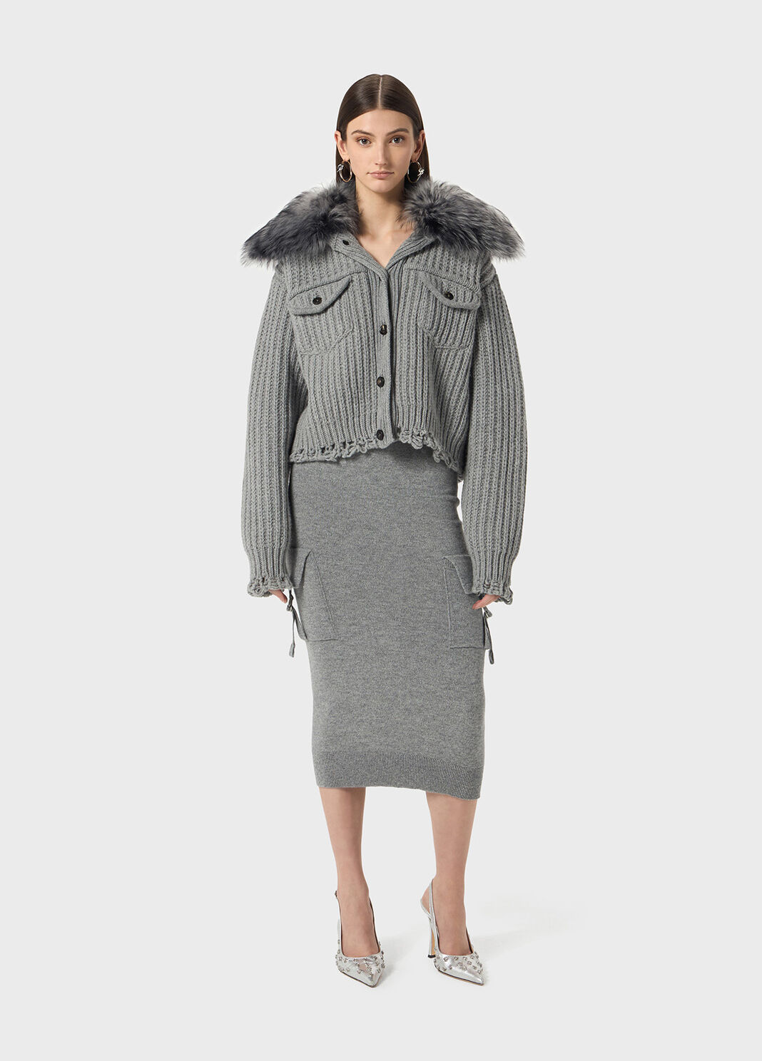 Wool cardigan with faux fur collar  Blumarine - large image number 3