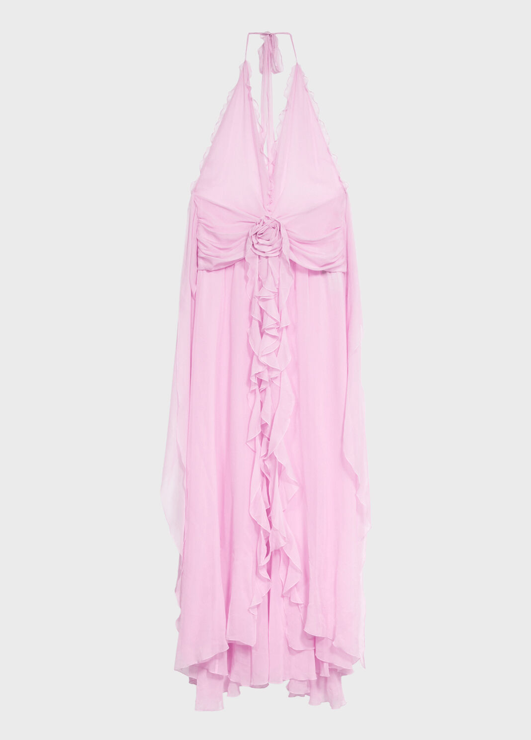Long viscose georgette dress with rose and ruffles  Blumarine - large image number 4
