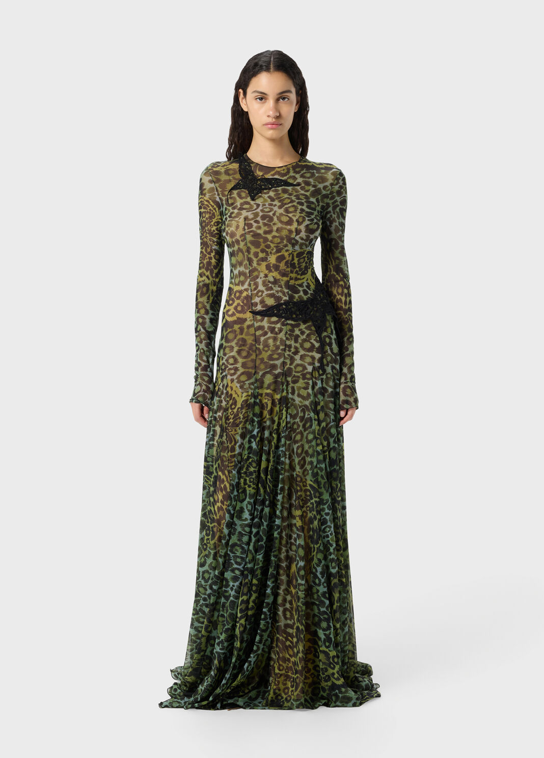 Robe en jersey imprim&eacute; avec broderie en macram&eacute;  Blumarine - large image number 3