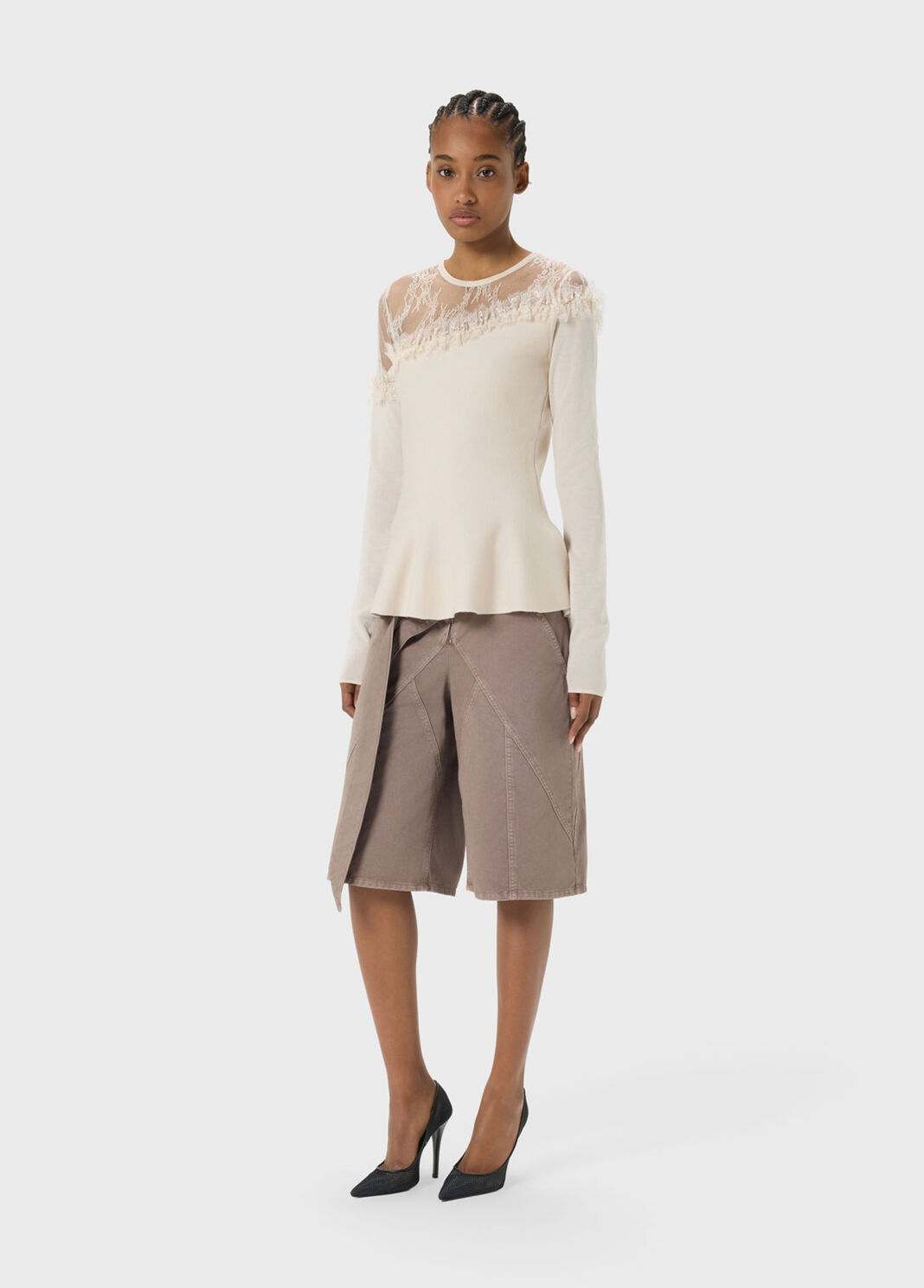 Wollpullover mit T&uuml;ll-Passe  Blumarine - large image number 3